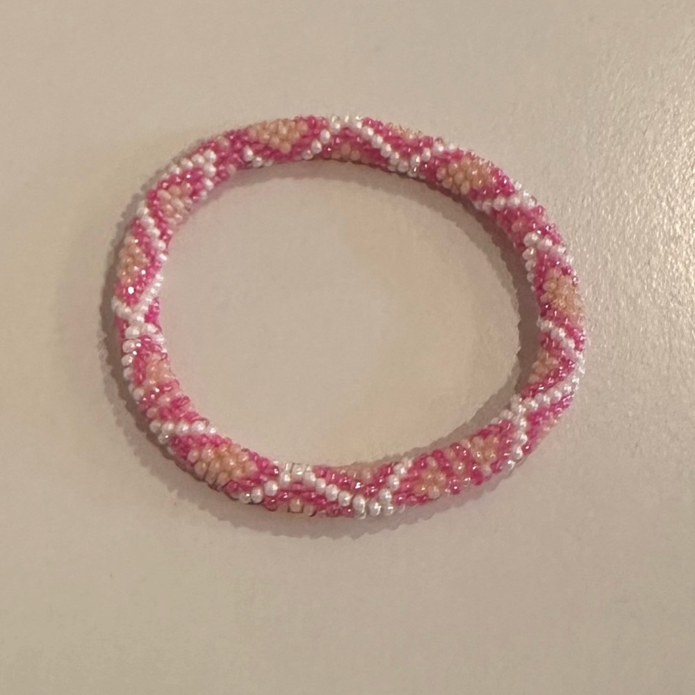 Lily and Laura Pink, Light Pink, White Beaded Bracelet